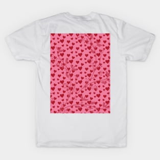 Red heart pattern, Valentine pattern T-Shirt